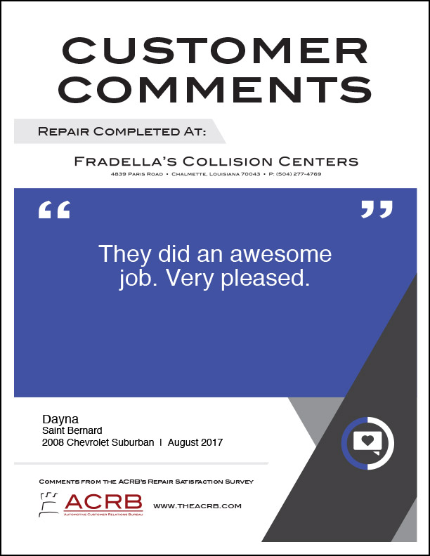 Fradellas Customer Comment 1 8-2017