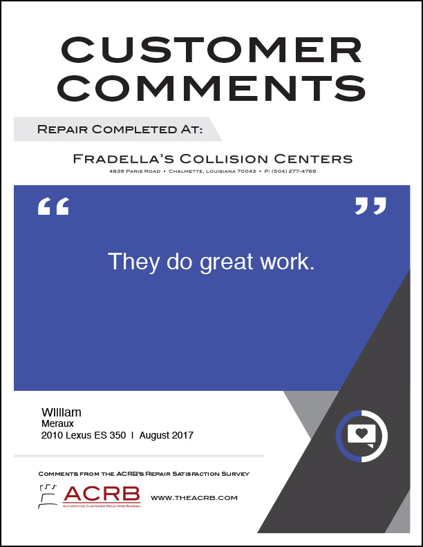 Fradellas Customer Comment 3 8-2017