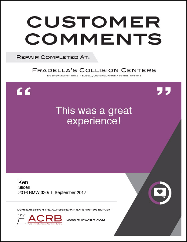 Fradellas Customer Comment 3 9-2017