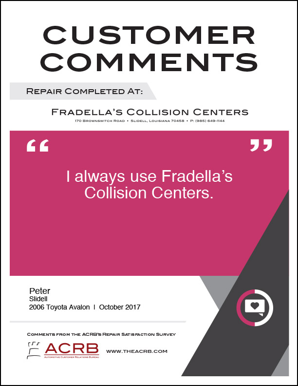 Fradellas Customer Comment 4 10-2017