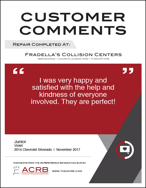 Fradellas Customer Comment 8 11-2017