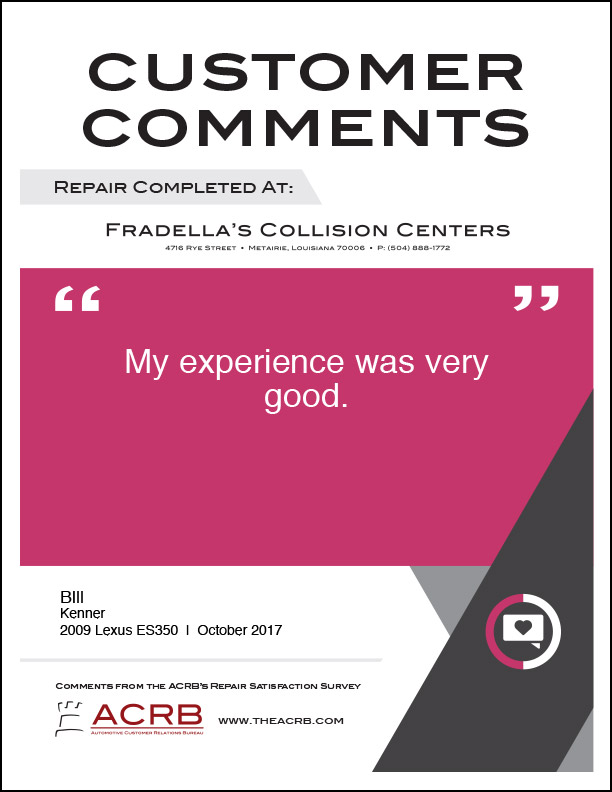 Fradellas Customer Comment 8 10-2017