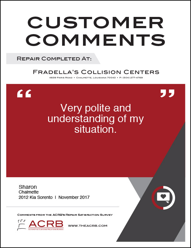 Fradellas Customer Comment 9 11-2017