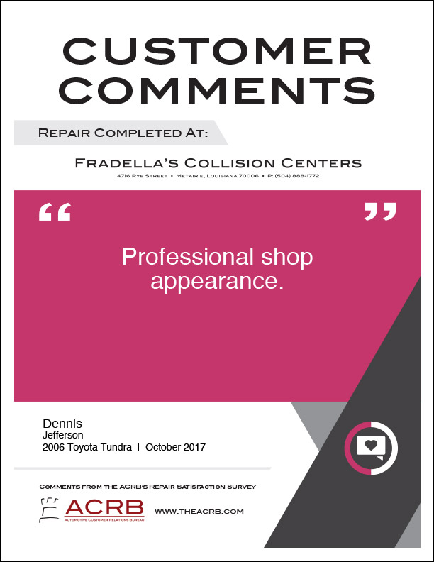 Fradellas Customer Comment 9 10-2017